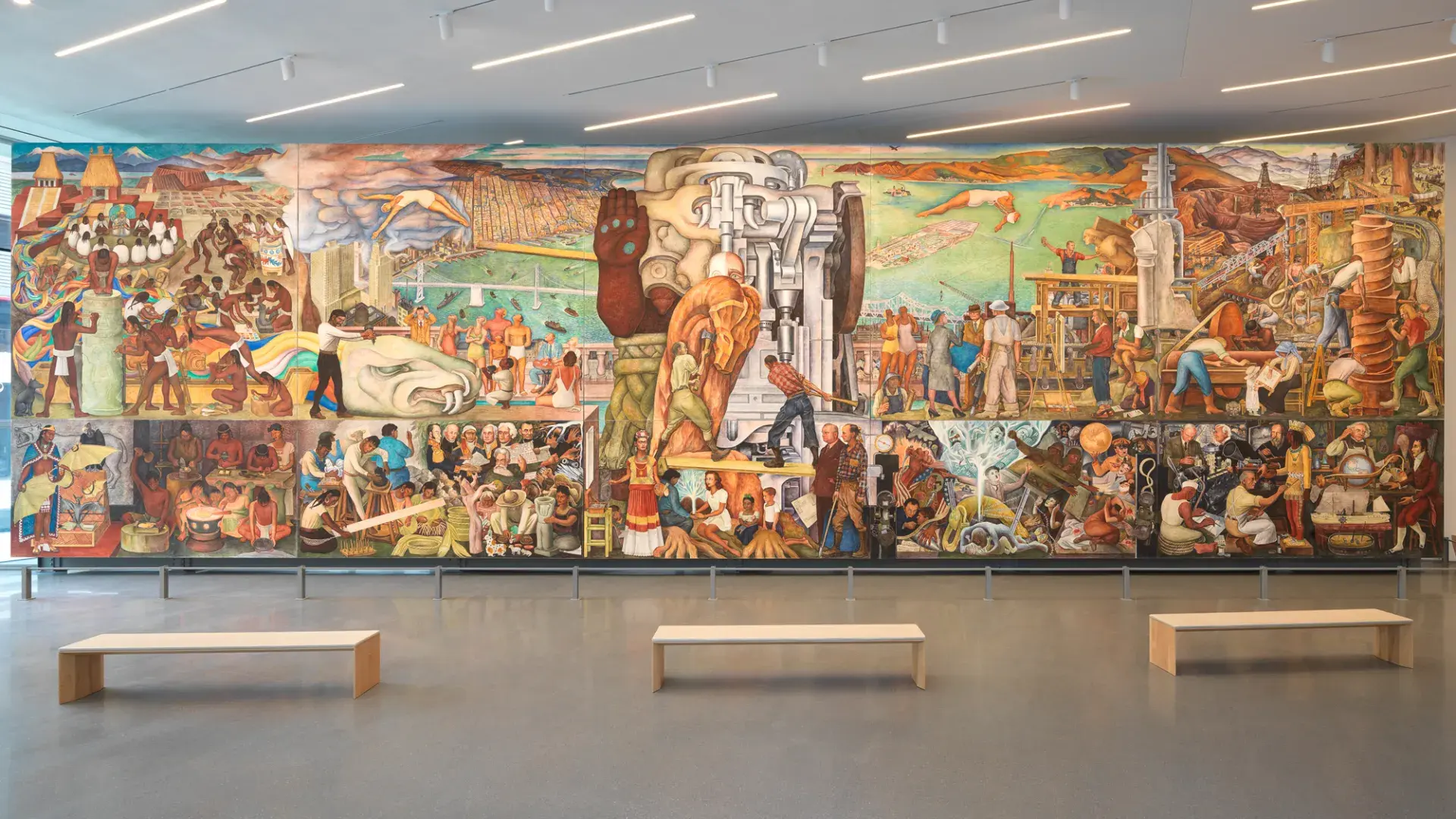 Diego Rivera's mural, America, on view at SFMOMA