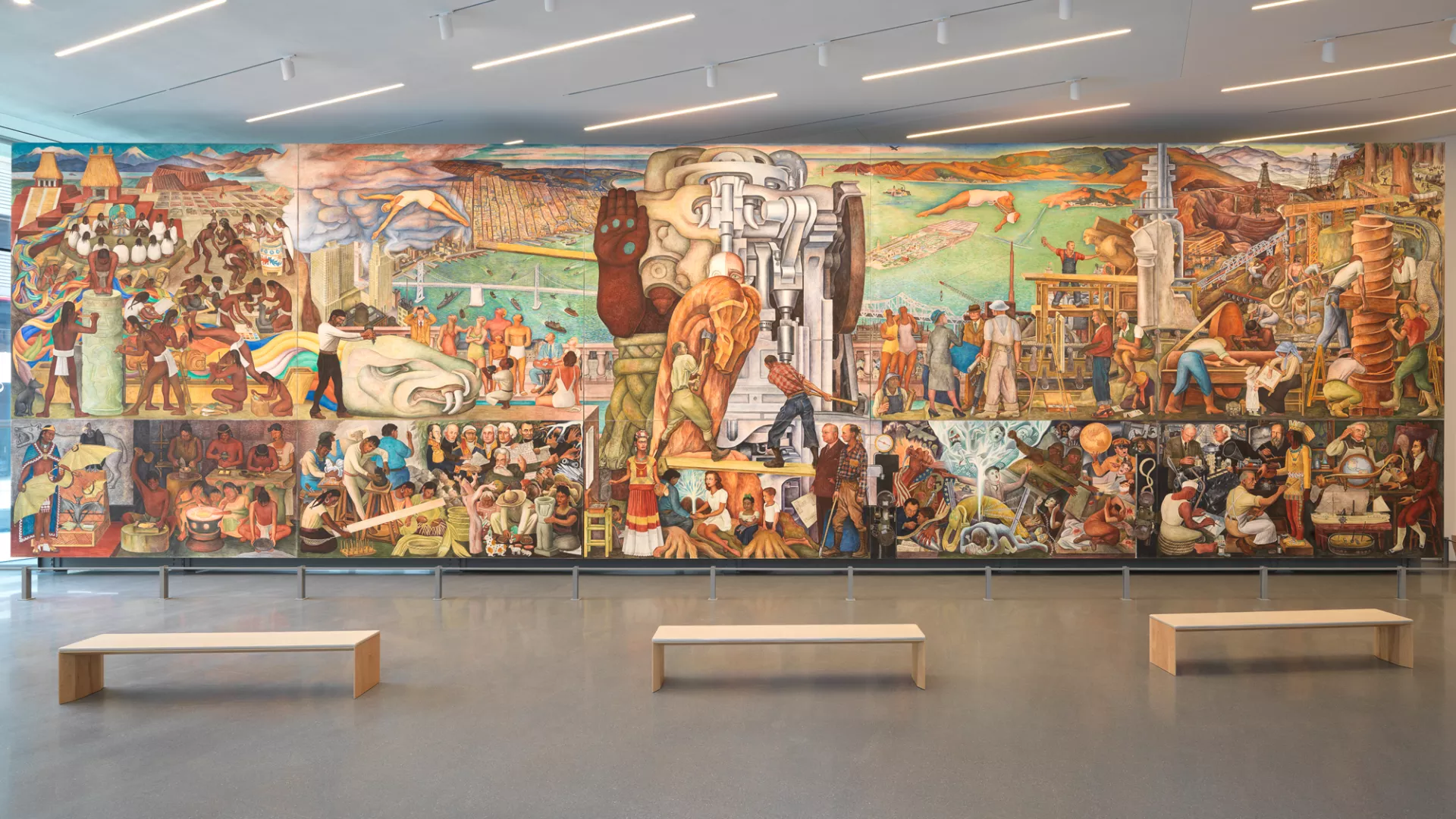 Diego Rivera's mural, America, on view at SFMOMA