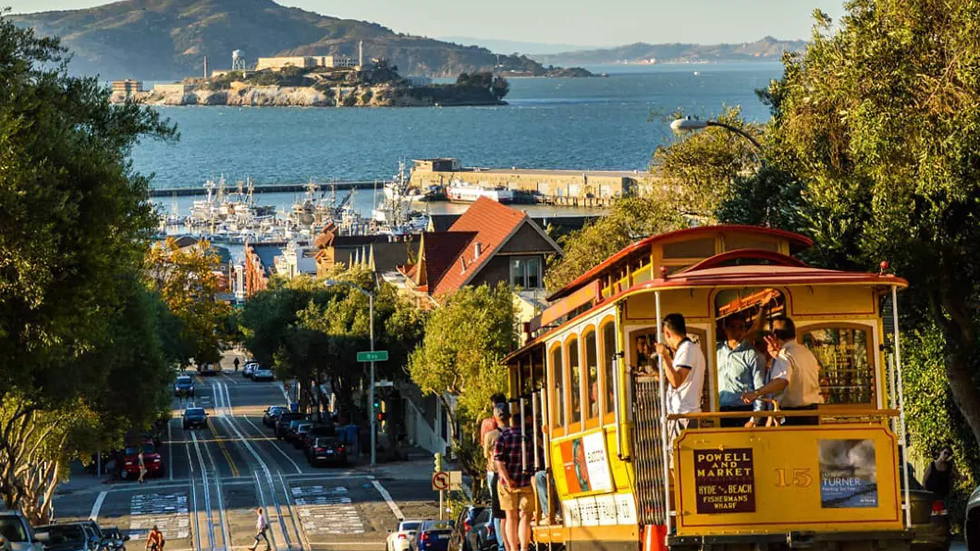 Cable cars in downtown San Francisco