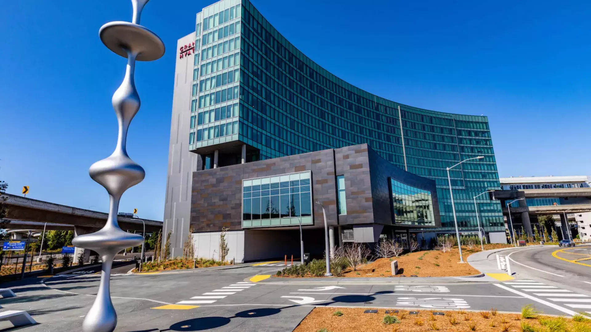 Kohei Nawa's Ether can be seen outside of the SFO Grand Hyatt