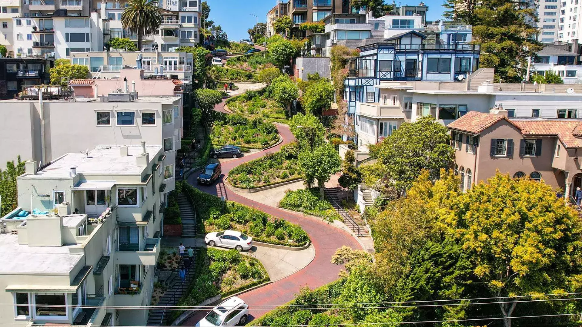 Aerial of Lombard Street