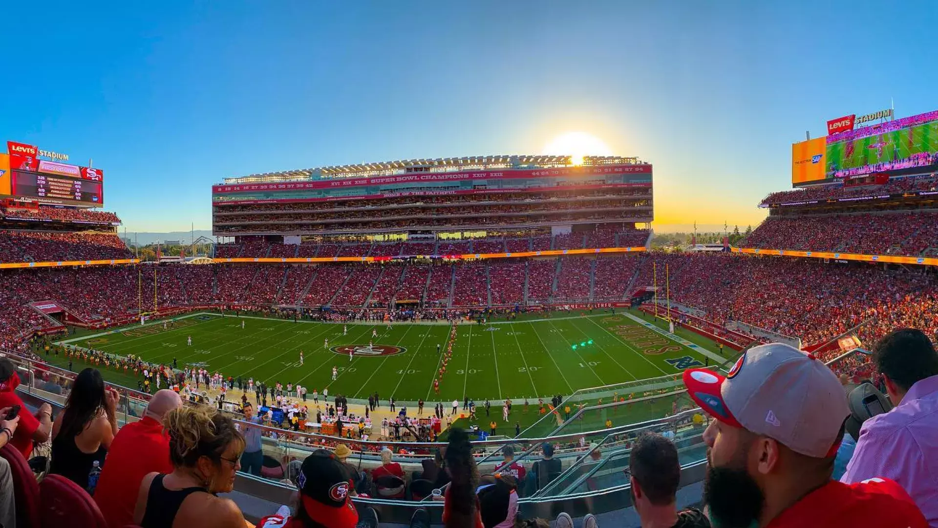 View of the football field at Levi's Stadium in Santa Clara, California, home of the San Francisco 49ers.