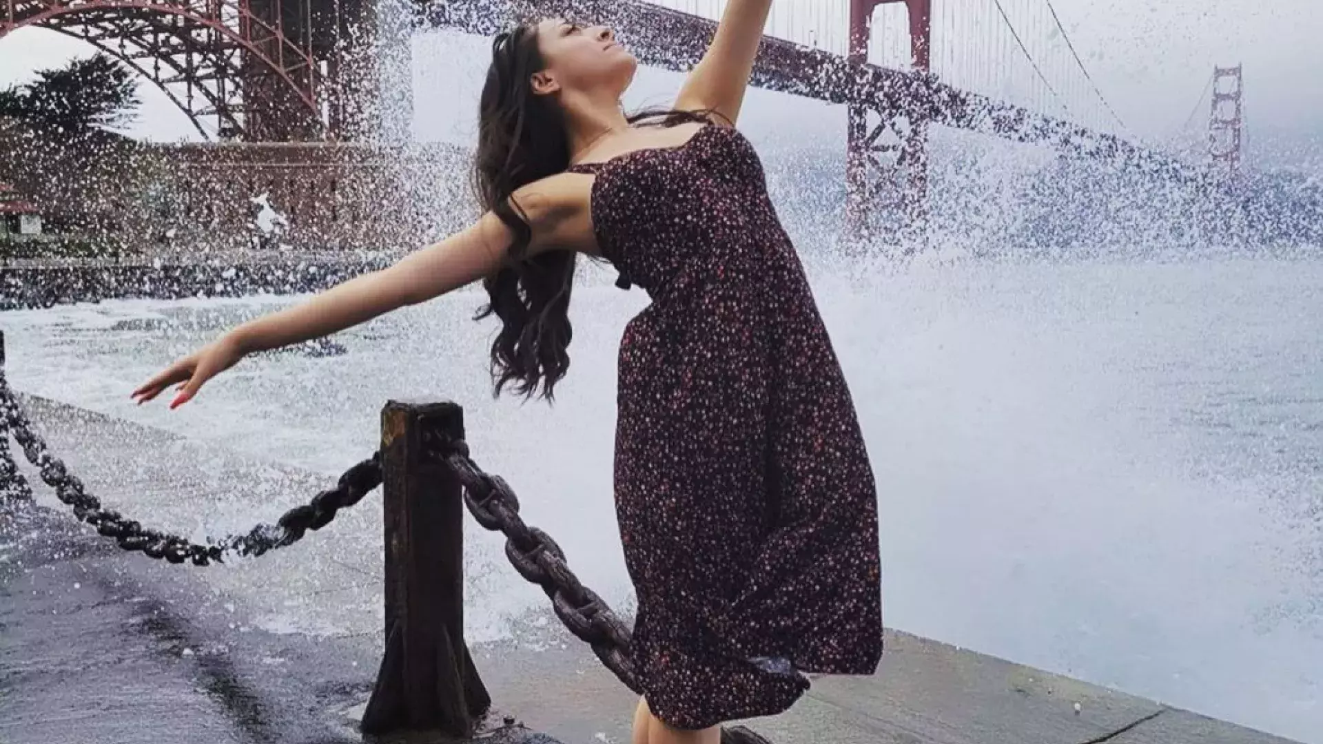 Ballerina in front of the Golden Gate Bridge
