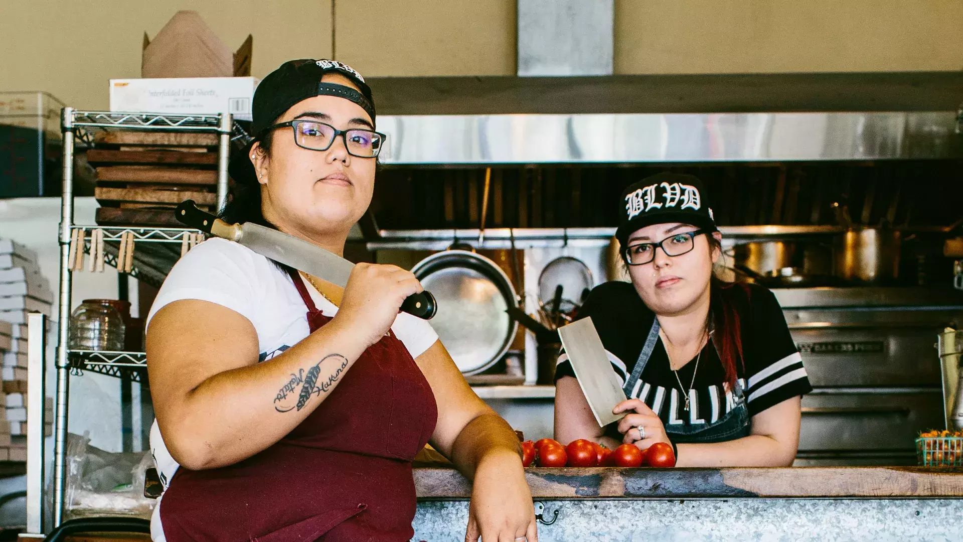 Joyce Conway & Mel Lopez in the kitchen