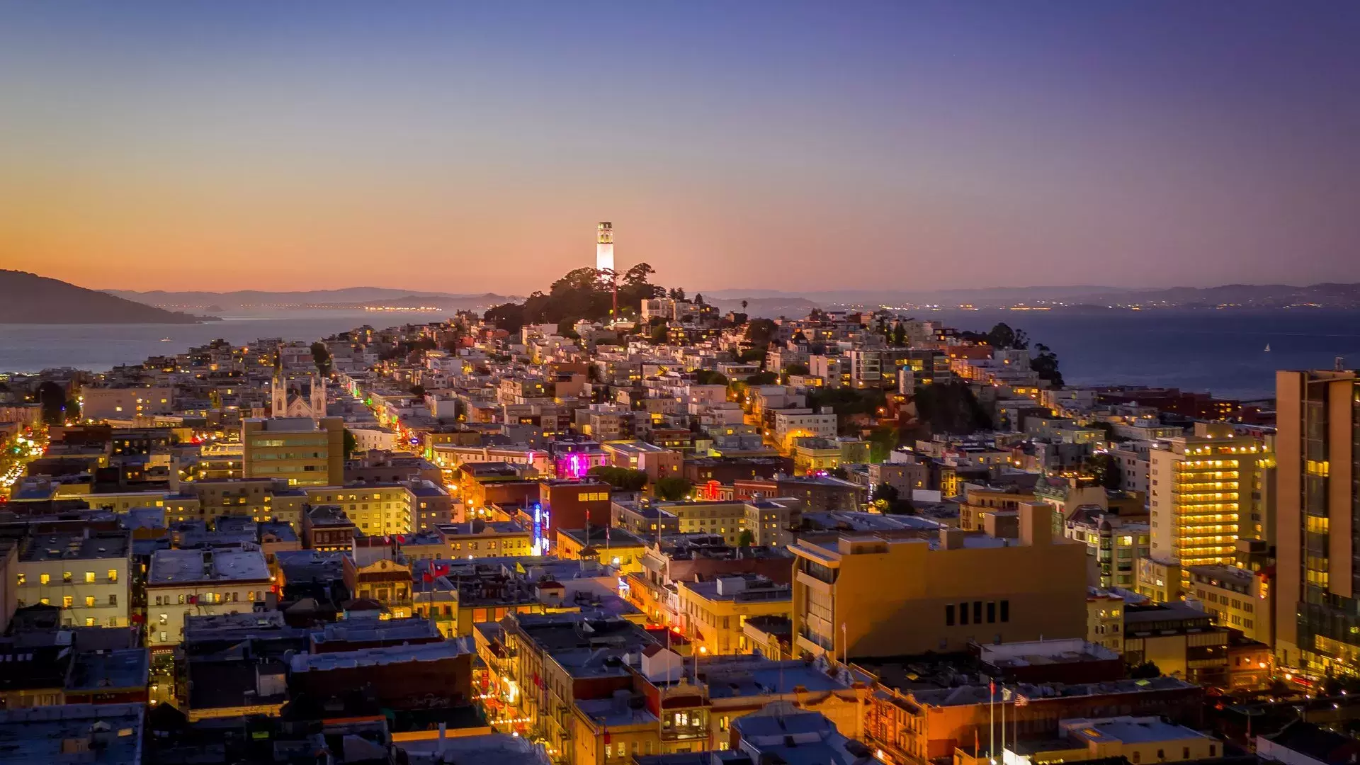 North Beach during twilight