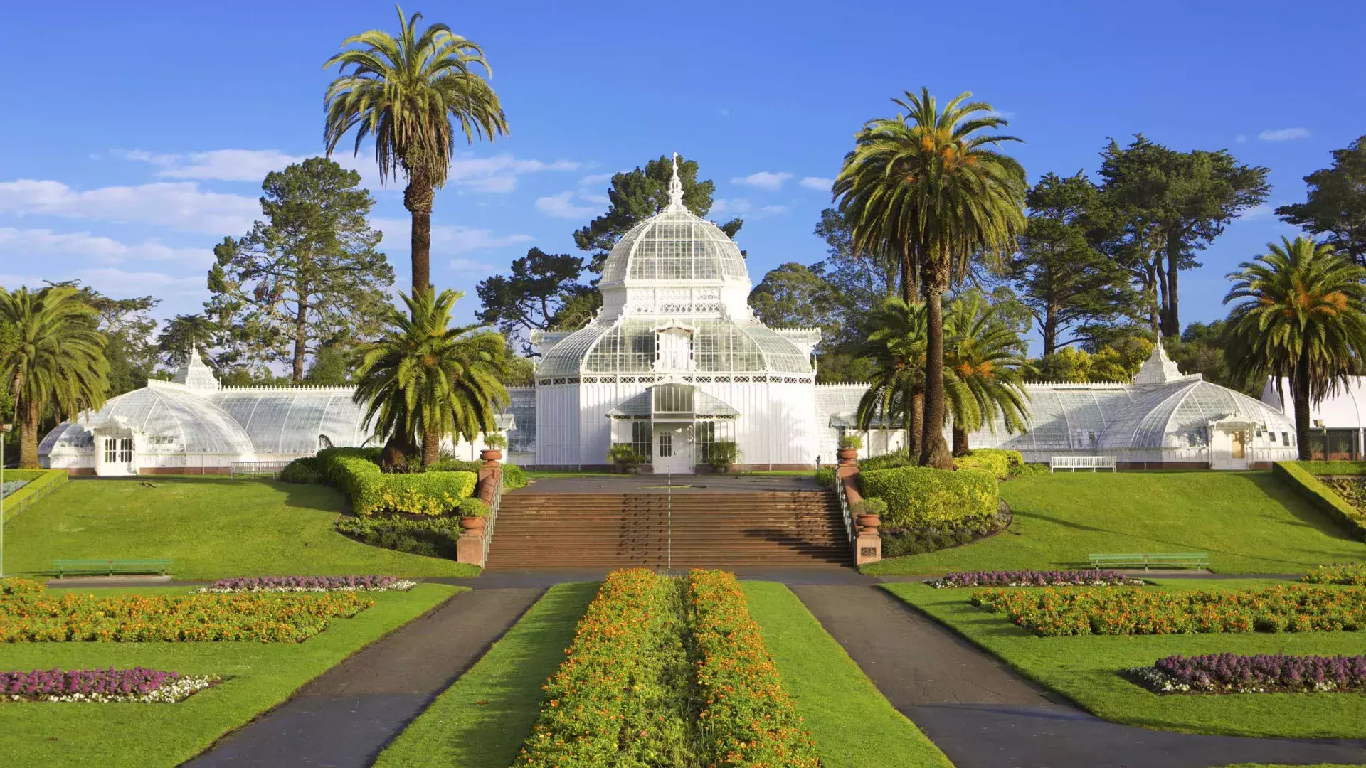 Exterior view of the San Francisco Conservatory of Flowers.