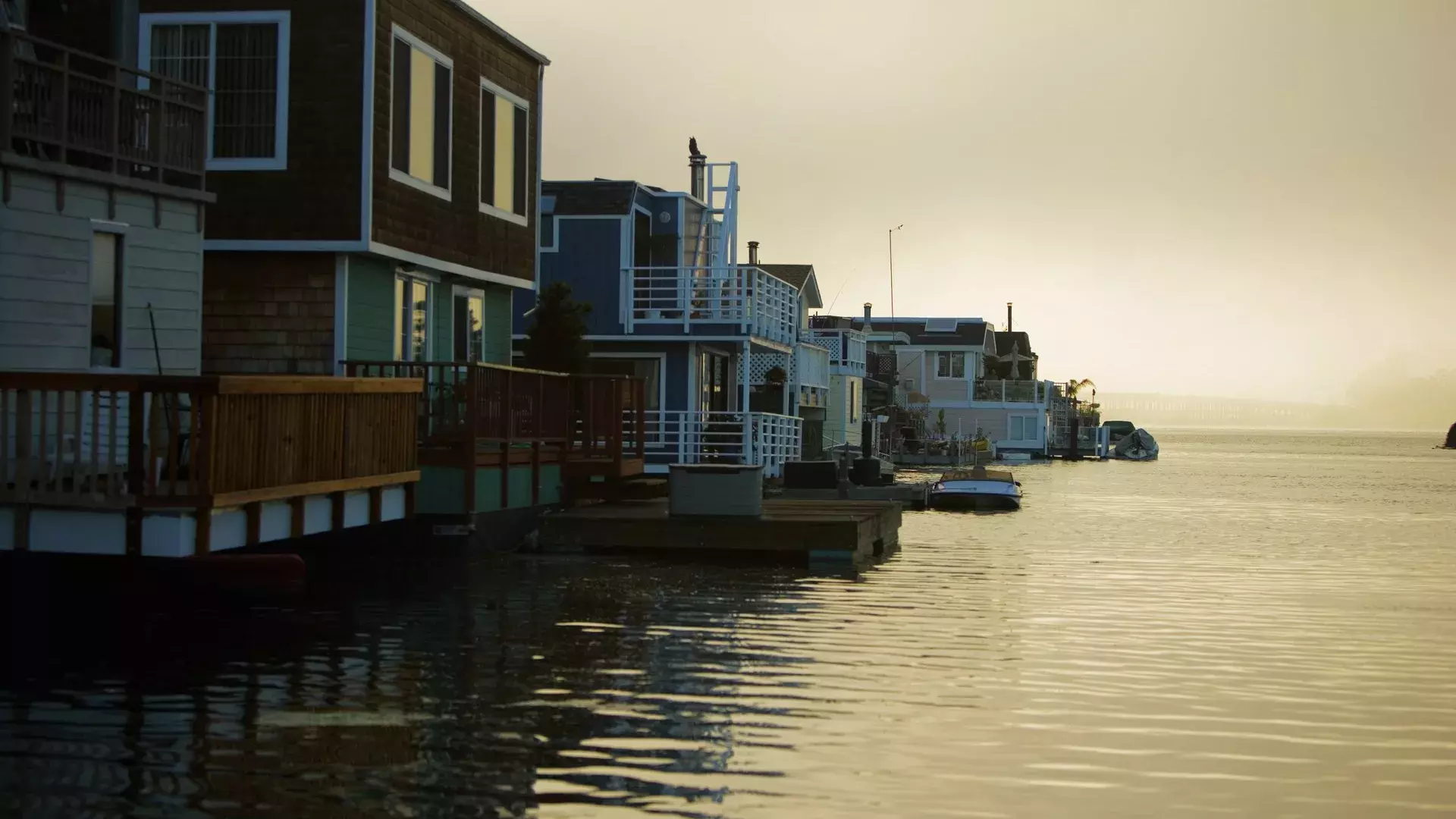 Casas flutuantes em Sausalito.