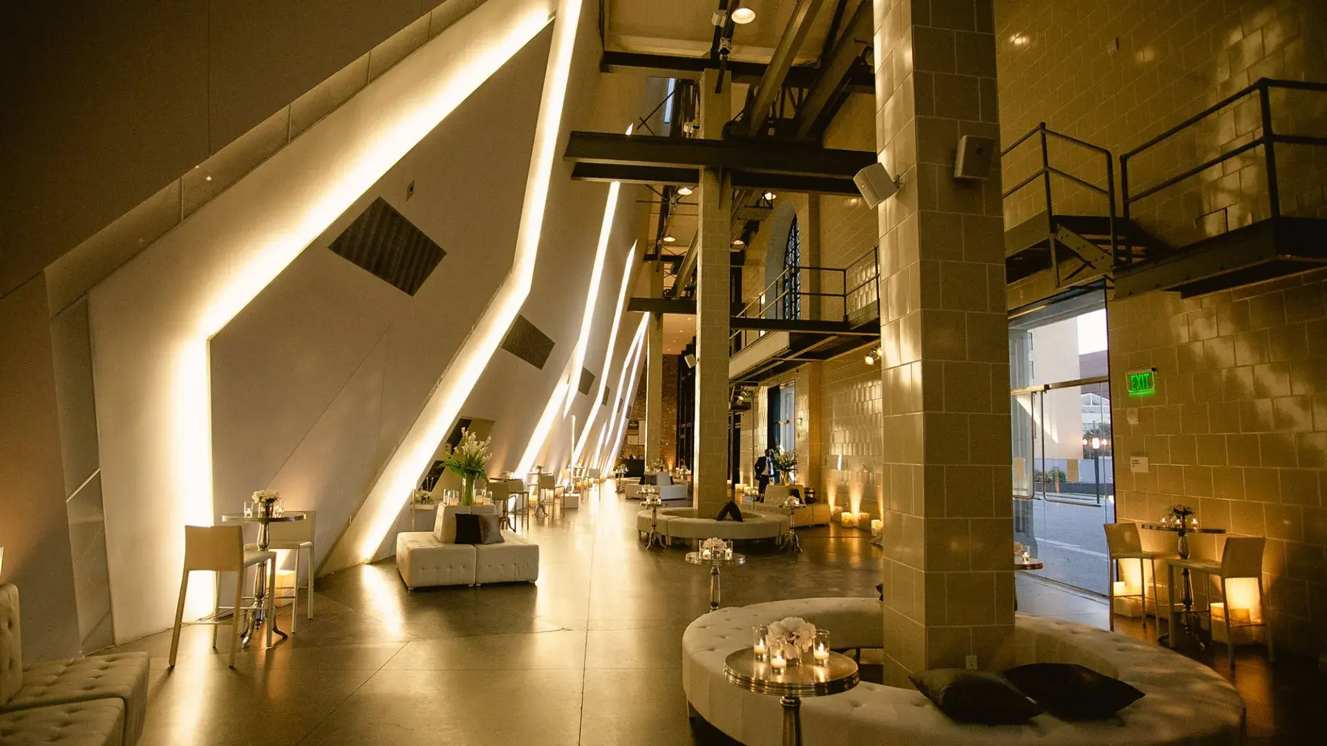 Interior of a loungey event space at the Contemporary Jewish Museum. San Francisco, California.