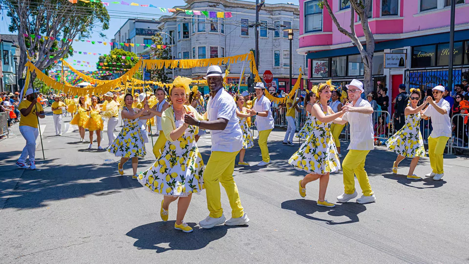 Couples dance in San Francisco's Mission District