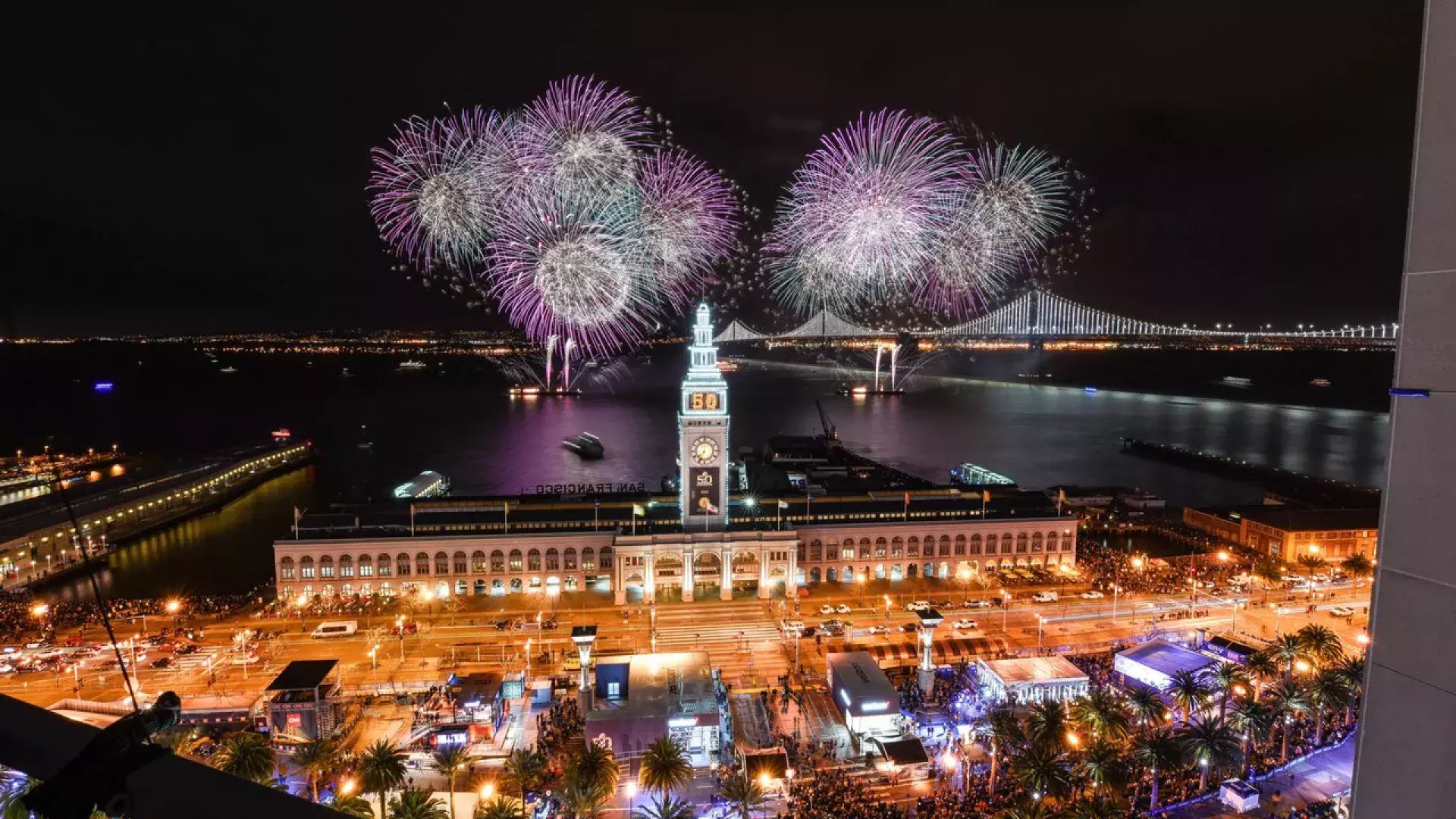 Embarcadero fireworks for Super Bowl 50