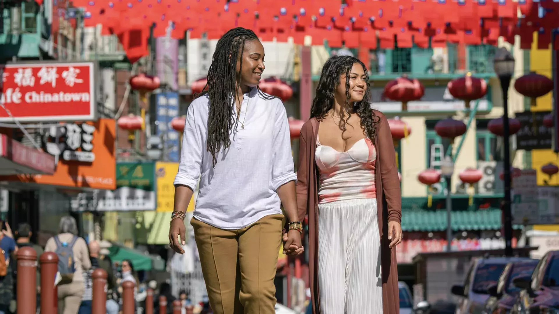 ladies walking in chinatown