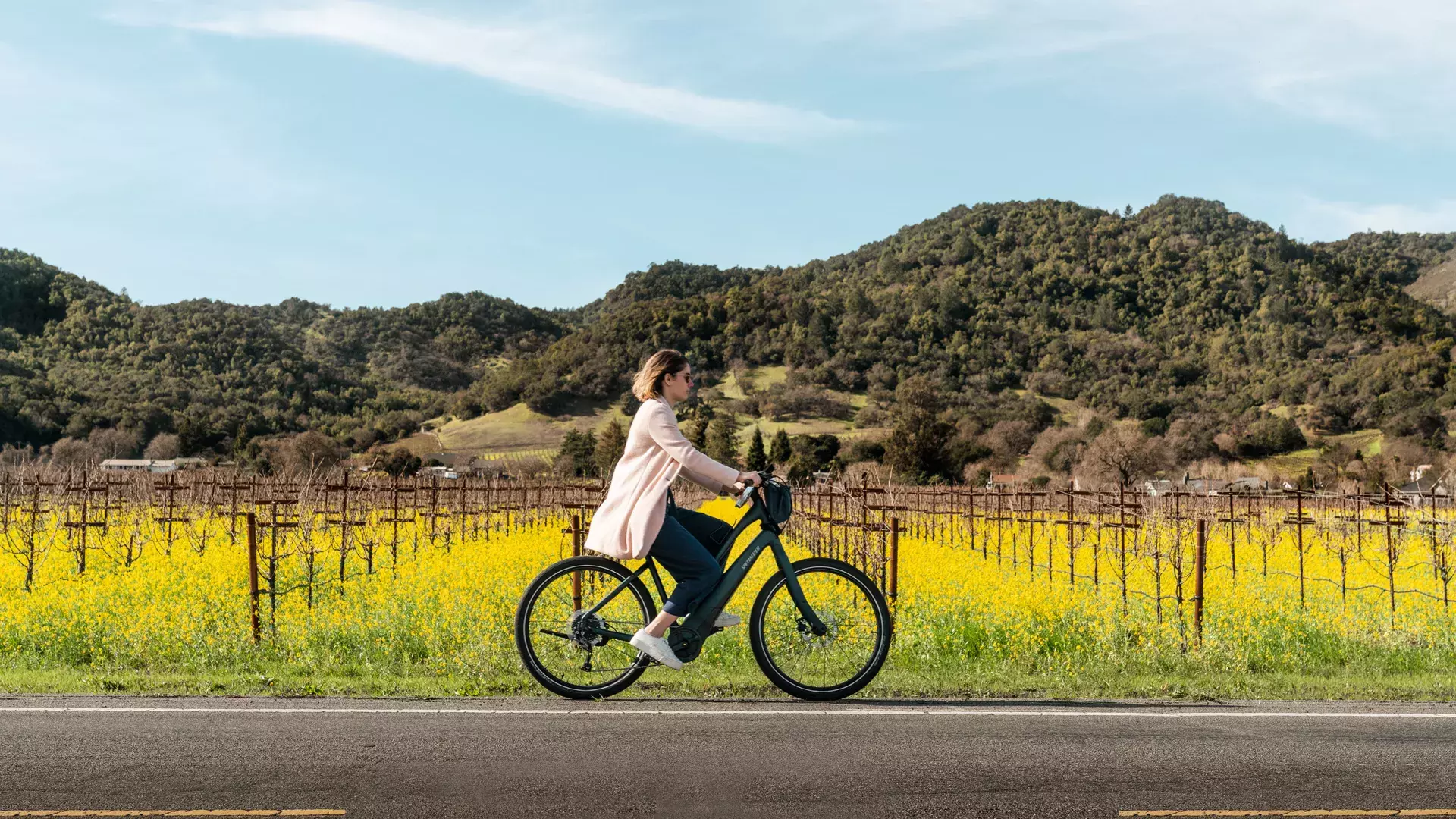 woman riding bike in Napa