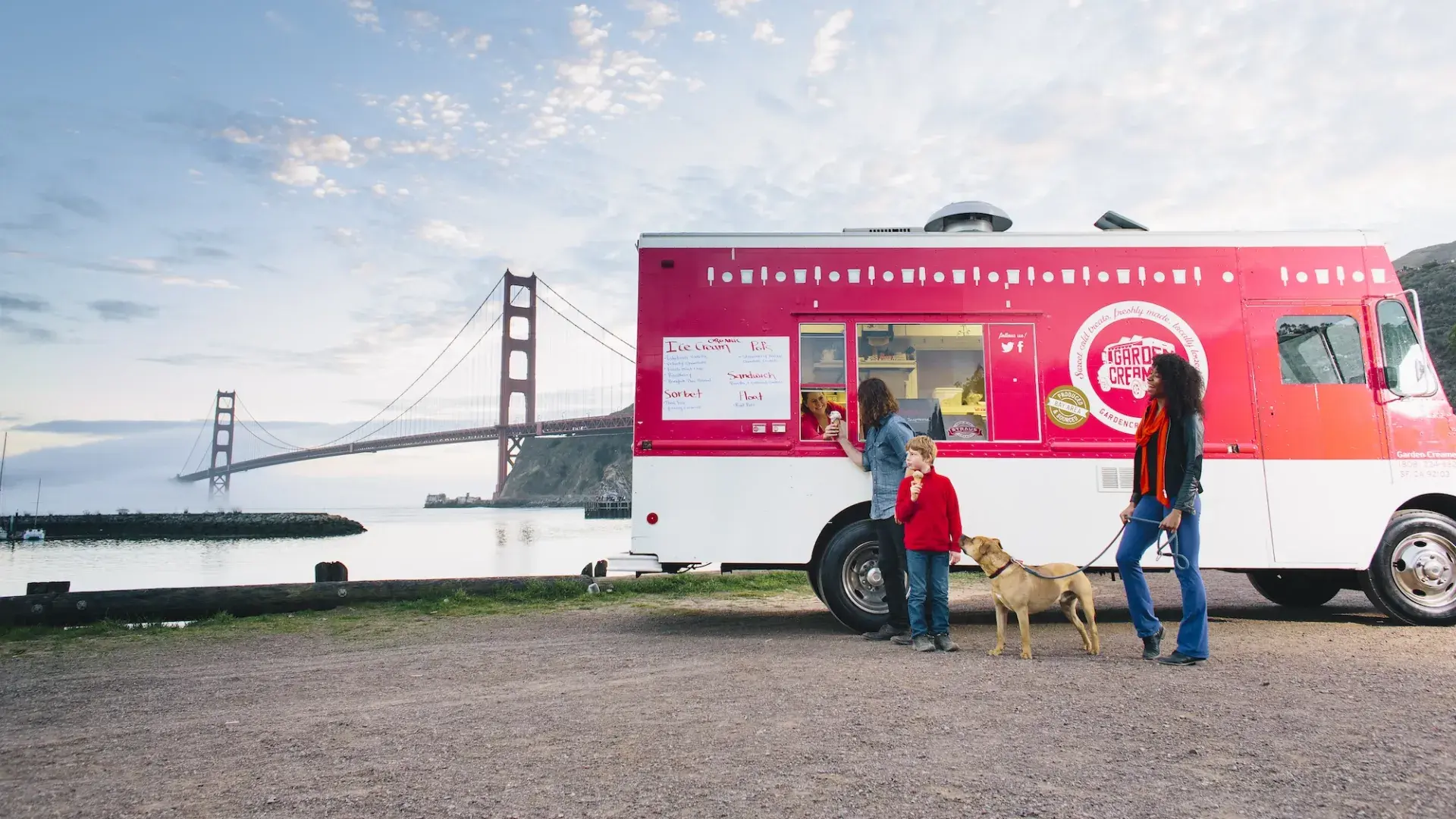 Visitors enjoy ice cream from the Garden Creamery truck.