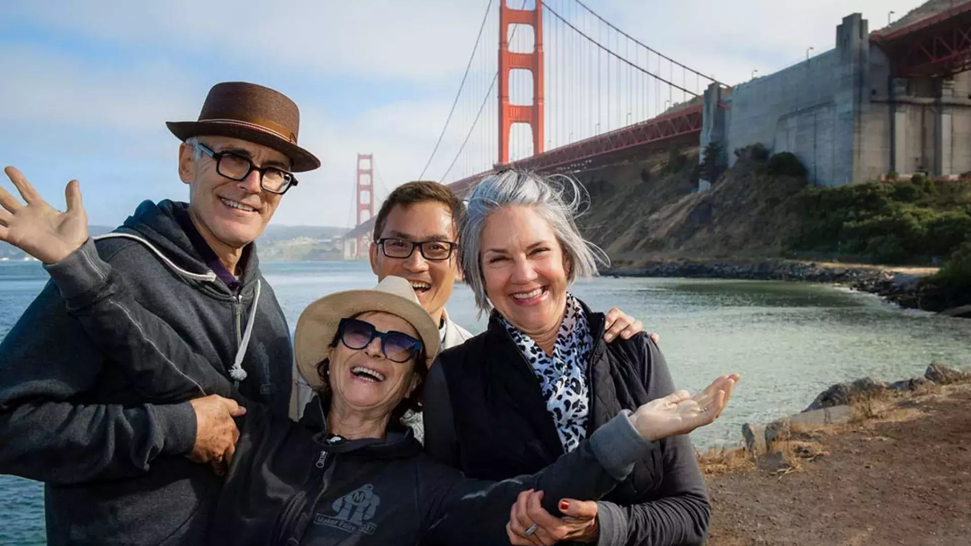 Group of people near Golden Gate Bridge