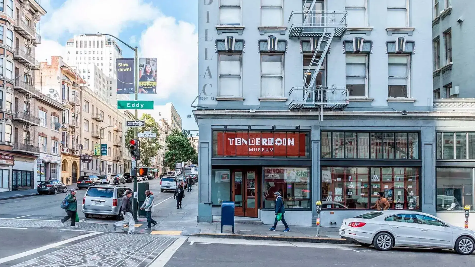 Outside of the Tenderloin Museum in San Francisco