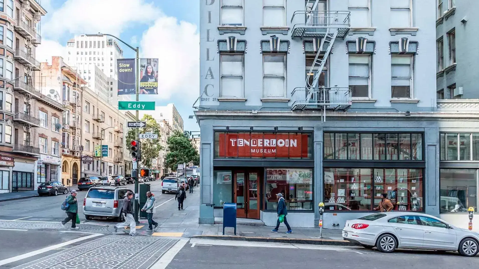 Outside of the Tenderloin Museum in San Francisco
