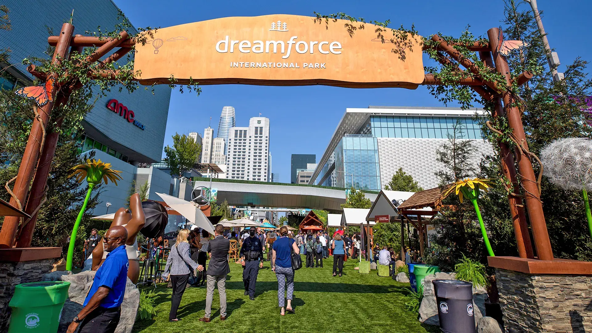 Meeting attendees at Dreamforce National Park at Moscone Center in San Francisco.
