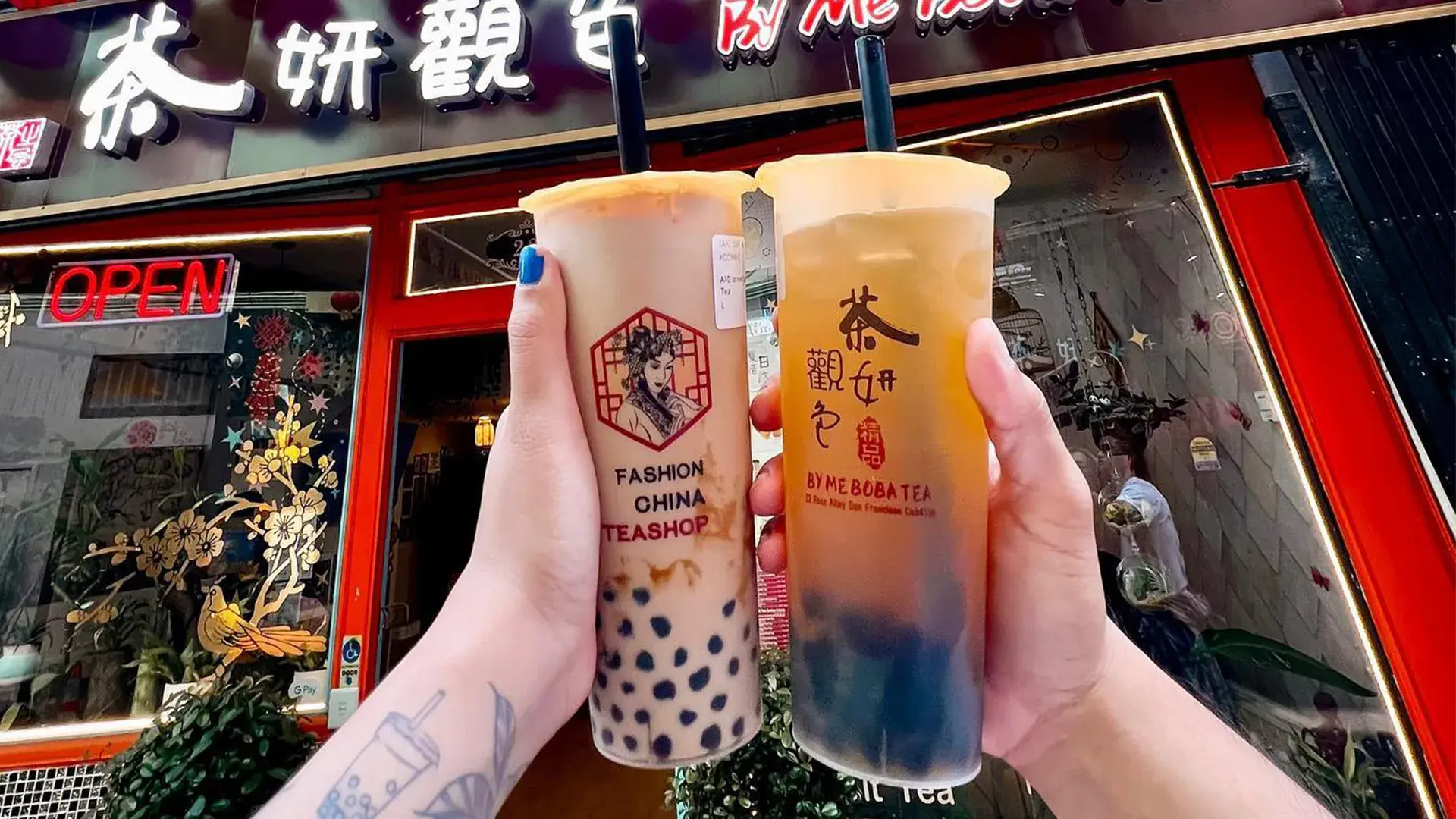 Friends holding Boba 