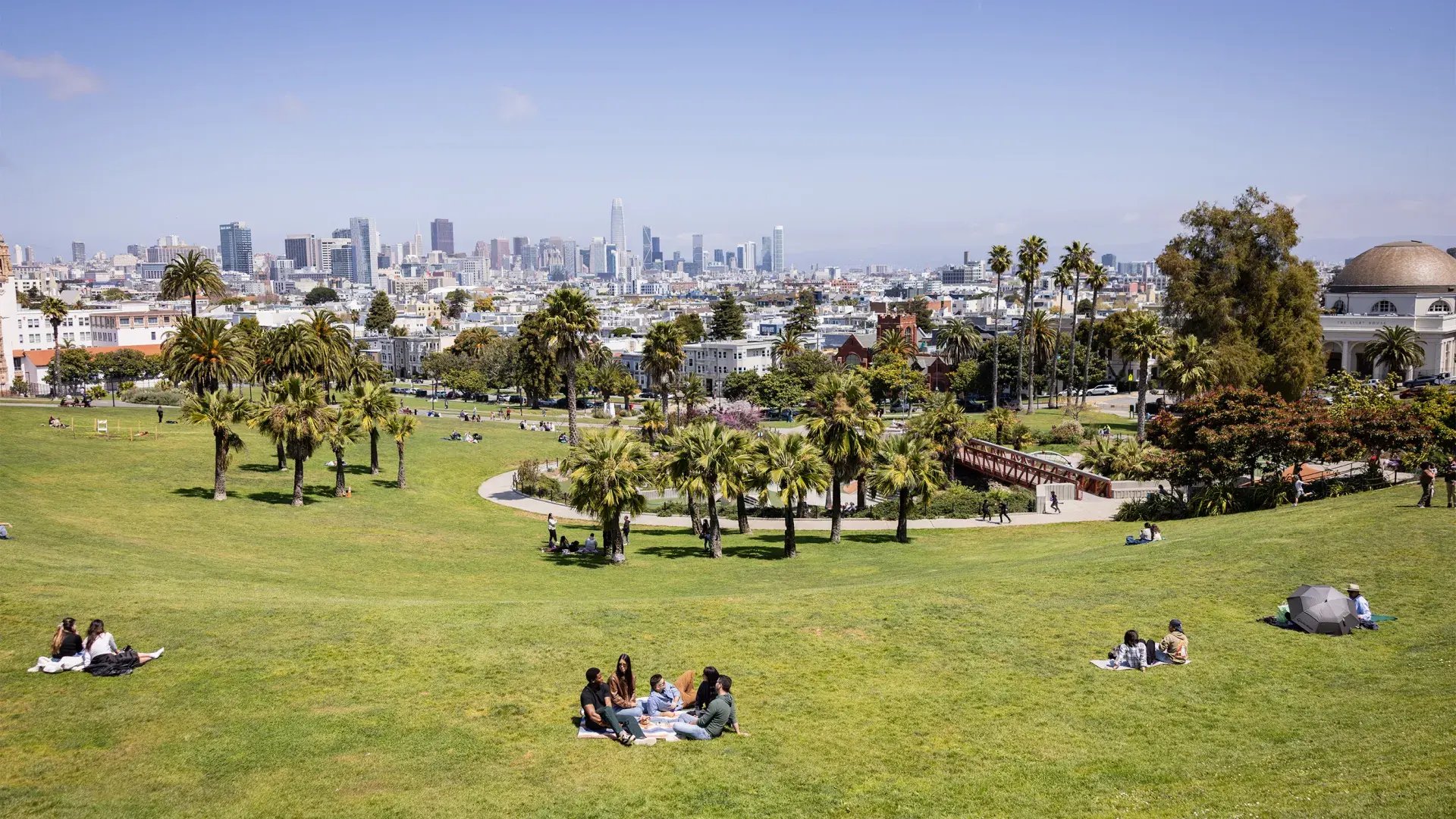 Mission Dolores Park on a sunny day