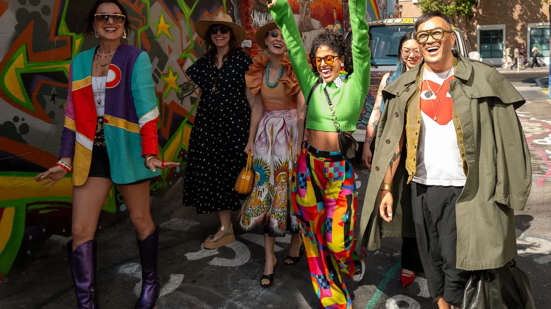 Group of friends walking around the Mission District 