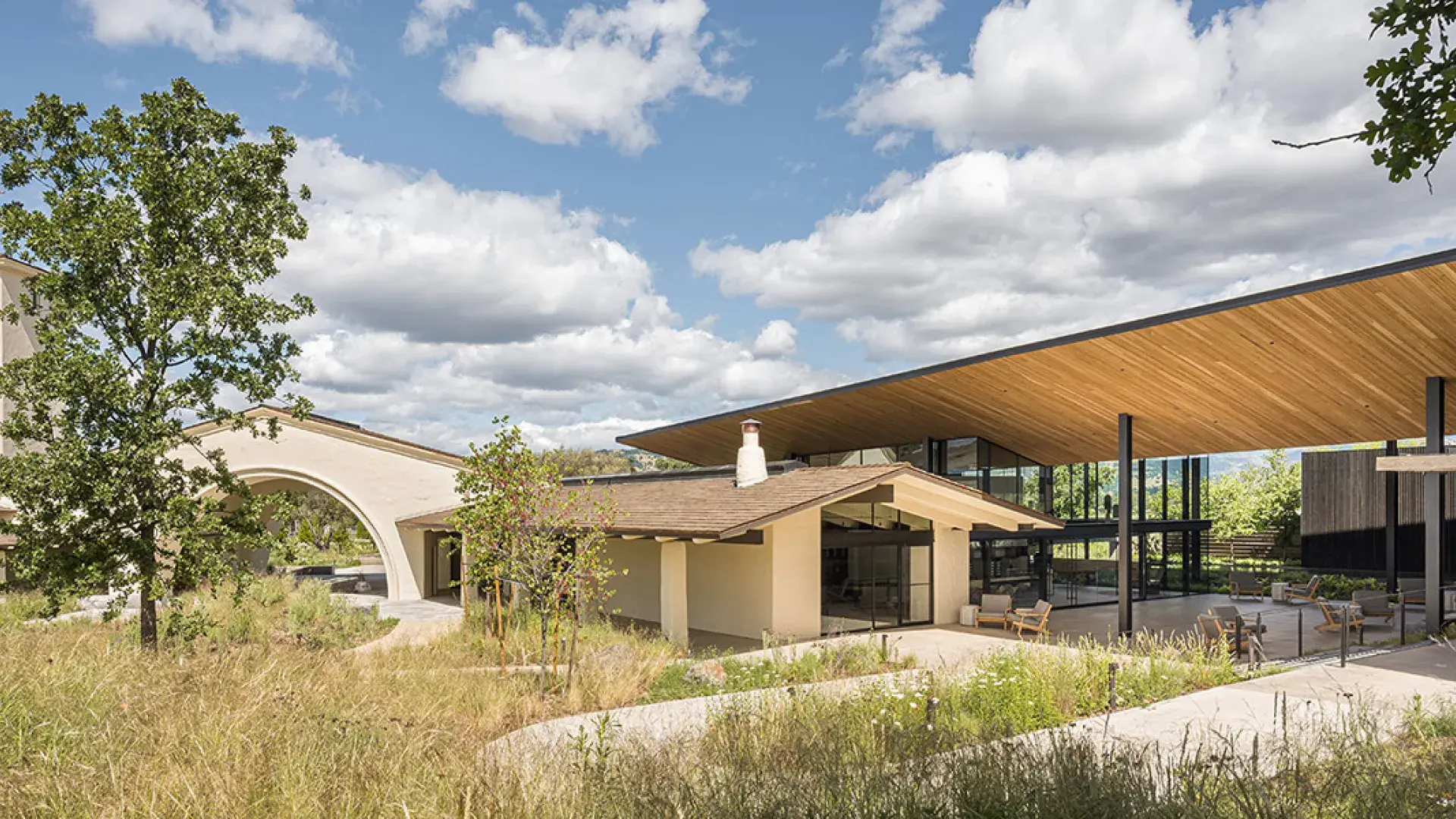 The exterior of Robert Mondavi Winery in Napa, California.