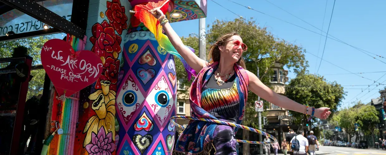 Staff at Love On Haight greet visitors to the neighborhood