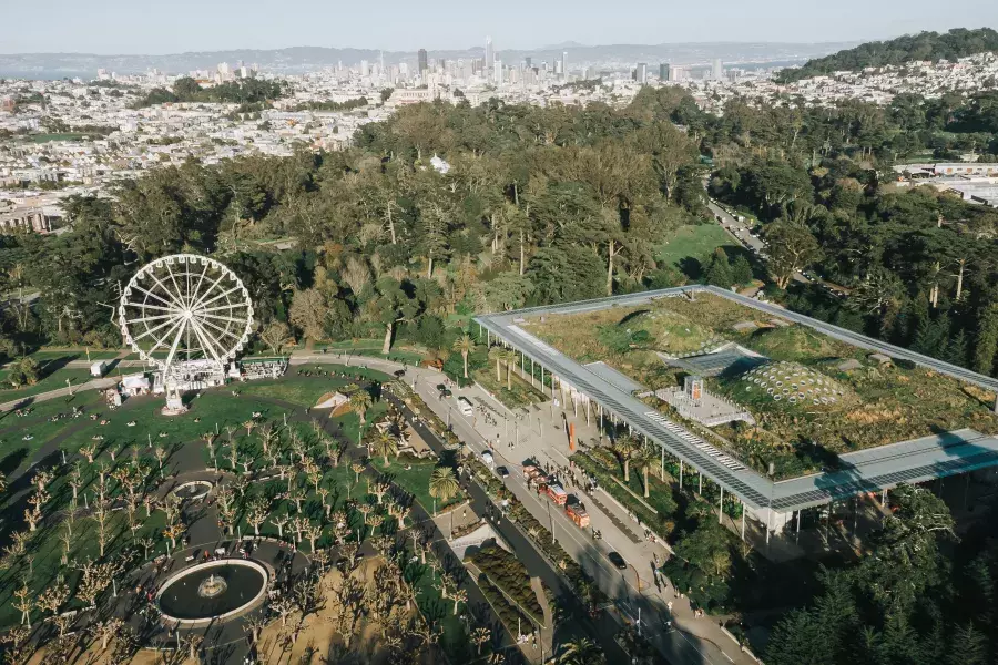 Foto aérea do Golden Gate Park