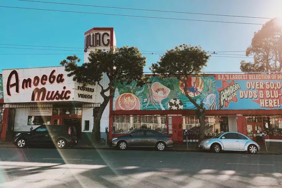 Exterior of Amoeba music, one of San Francisco's legendary record stores.