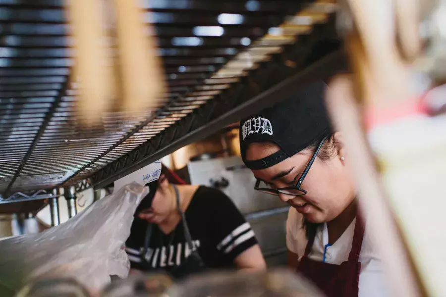 Sneaking a peek at BLUD in the kitchen.