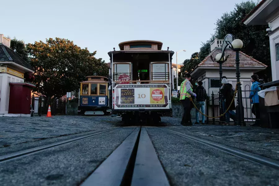 Cable car on the cable car line.