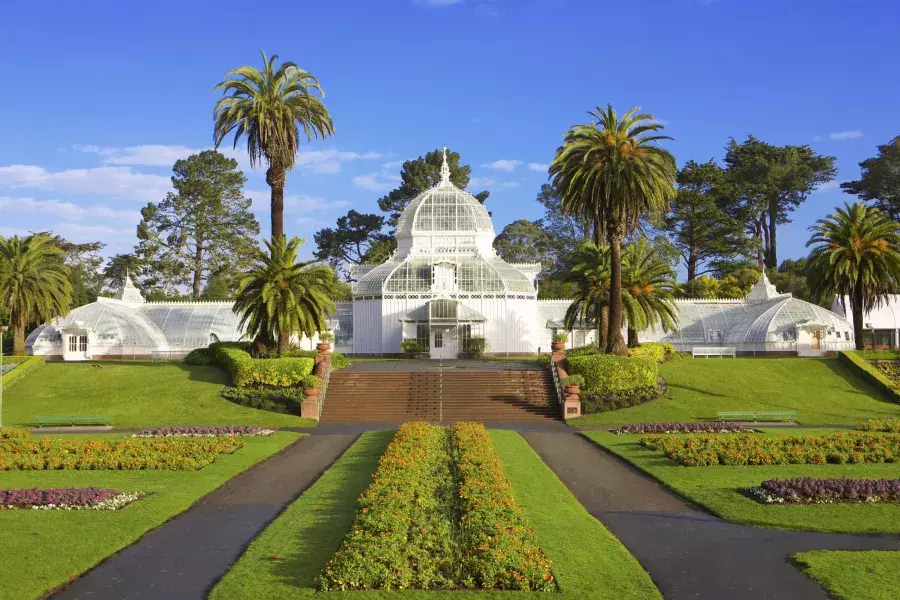 Exterior view of the San Francisco Conservatory of Flowers.