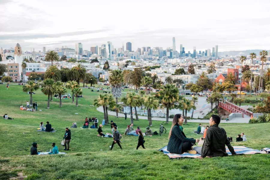 Mission 지구의 Dolores Park 에서 피크닉