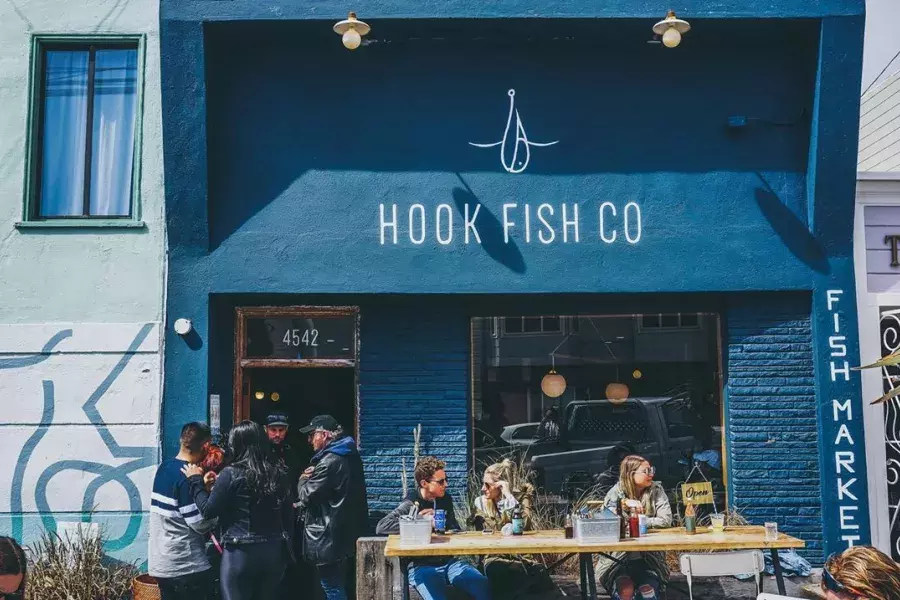 Restaurante Hook Fish no Outer Sunset de São Francisco.