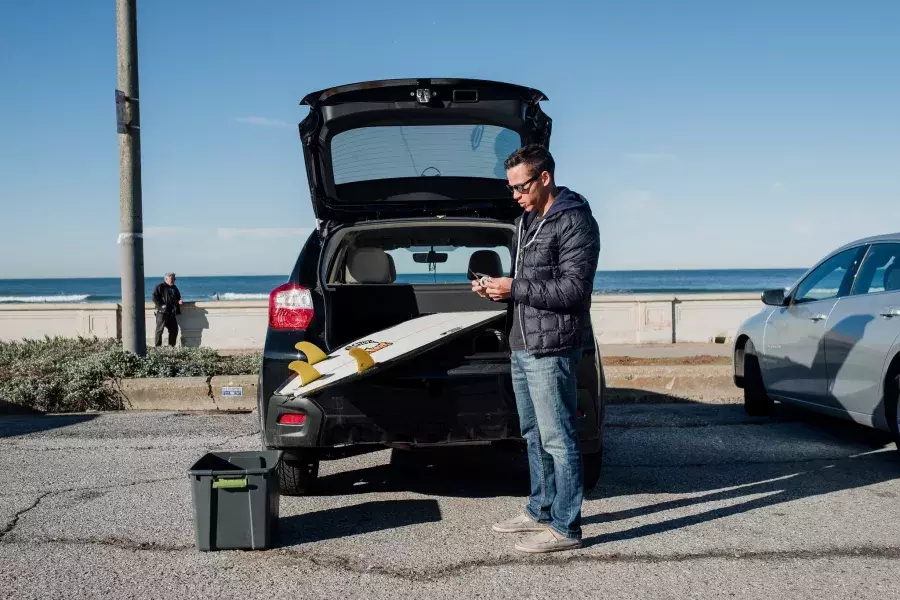 Nick Whittlesey getting ready to surf.