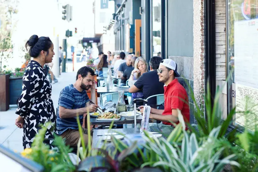 Diners enjoy a meal in San Francisco's Marina neighborhood.