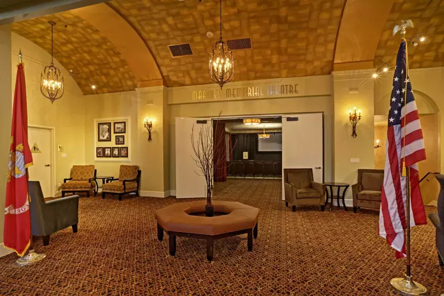 Interior of a lobby at the Marines Memorial Theatre. San Francisco, California.