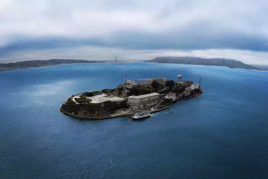 Alcatraz Island seen from the sky.