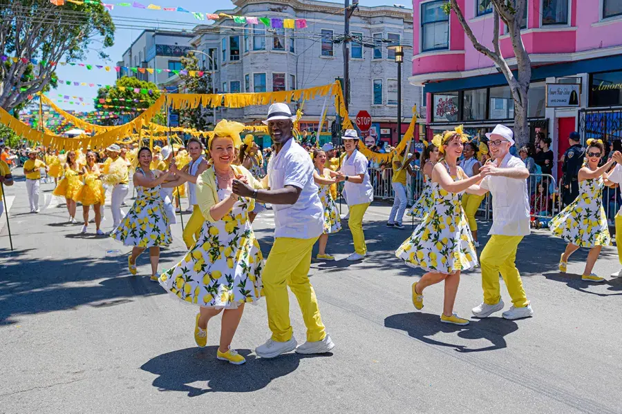 Couples dance in San Francisco's Mission District