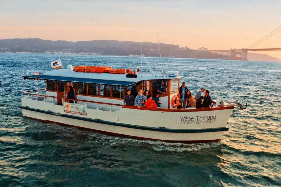 Wine Therapy boat on the SF bay. 