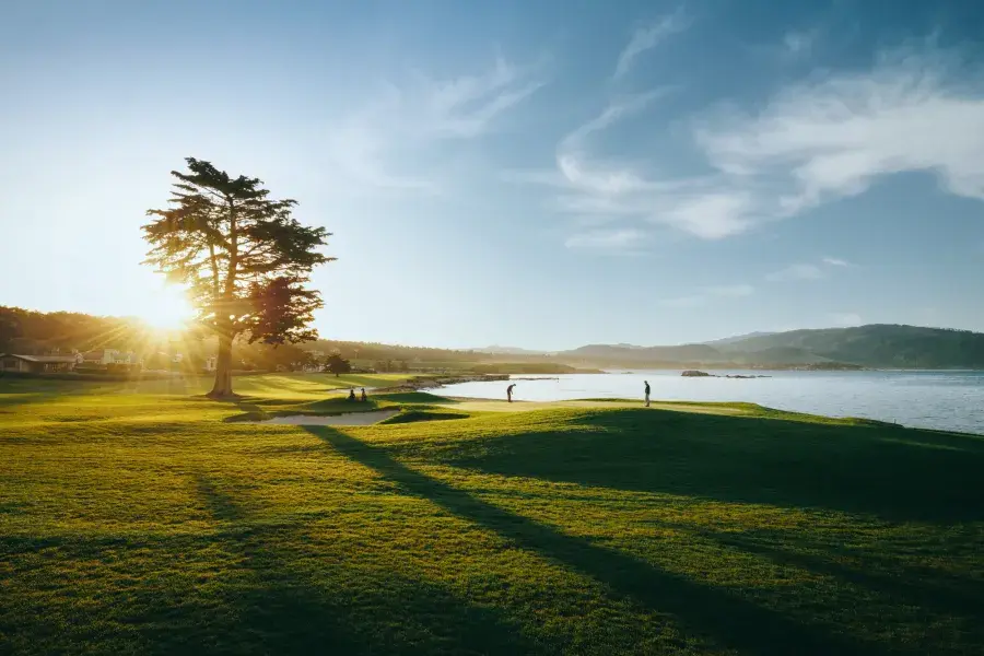 Golfers at famous Pebble Beach