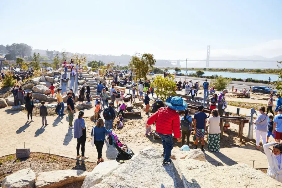 Children playing on a sunny day at the Presidio Tunnel Tops Park