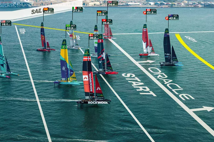 Catamarans competing in Sail GP Race