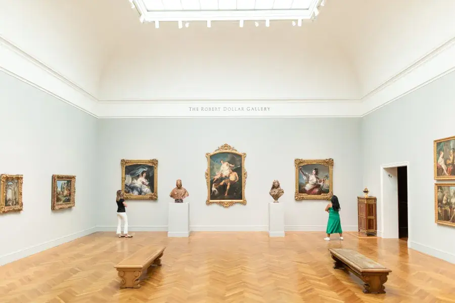People viewing art in Robert Dollar Gallery, Legion of Honor