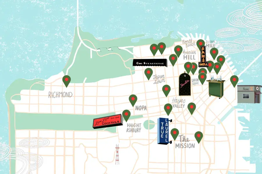 San Francisco Travel's Martini Trail map