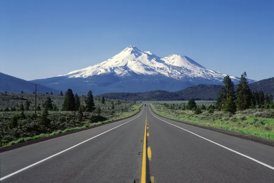 View of Mt. Shasta from the road 