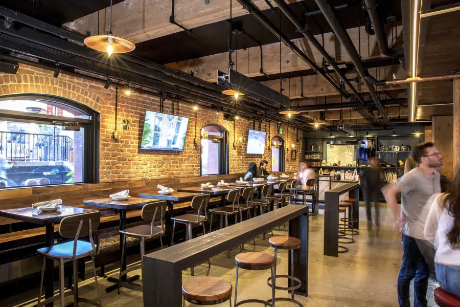 Customers walking around SF Brewery