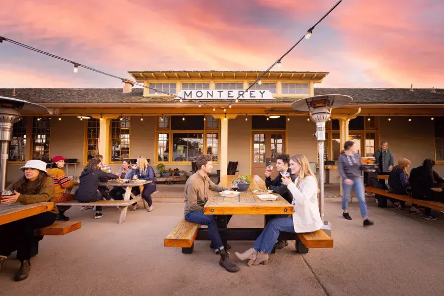 Travelers dine al fresco in Monterey.