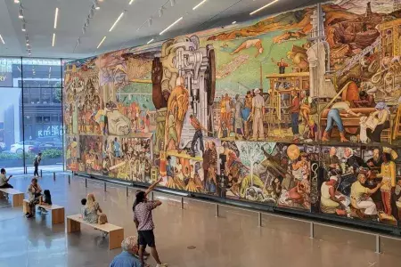 Diego Rivera's mural, America, on view at SFMOMA