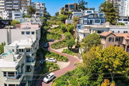 Aerial of Lombard Street