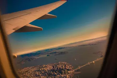 View of San Francisco out of an airplane